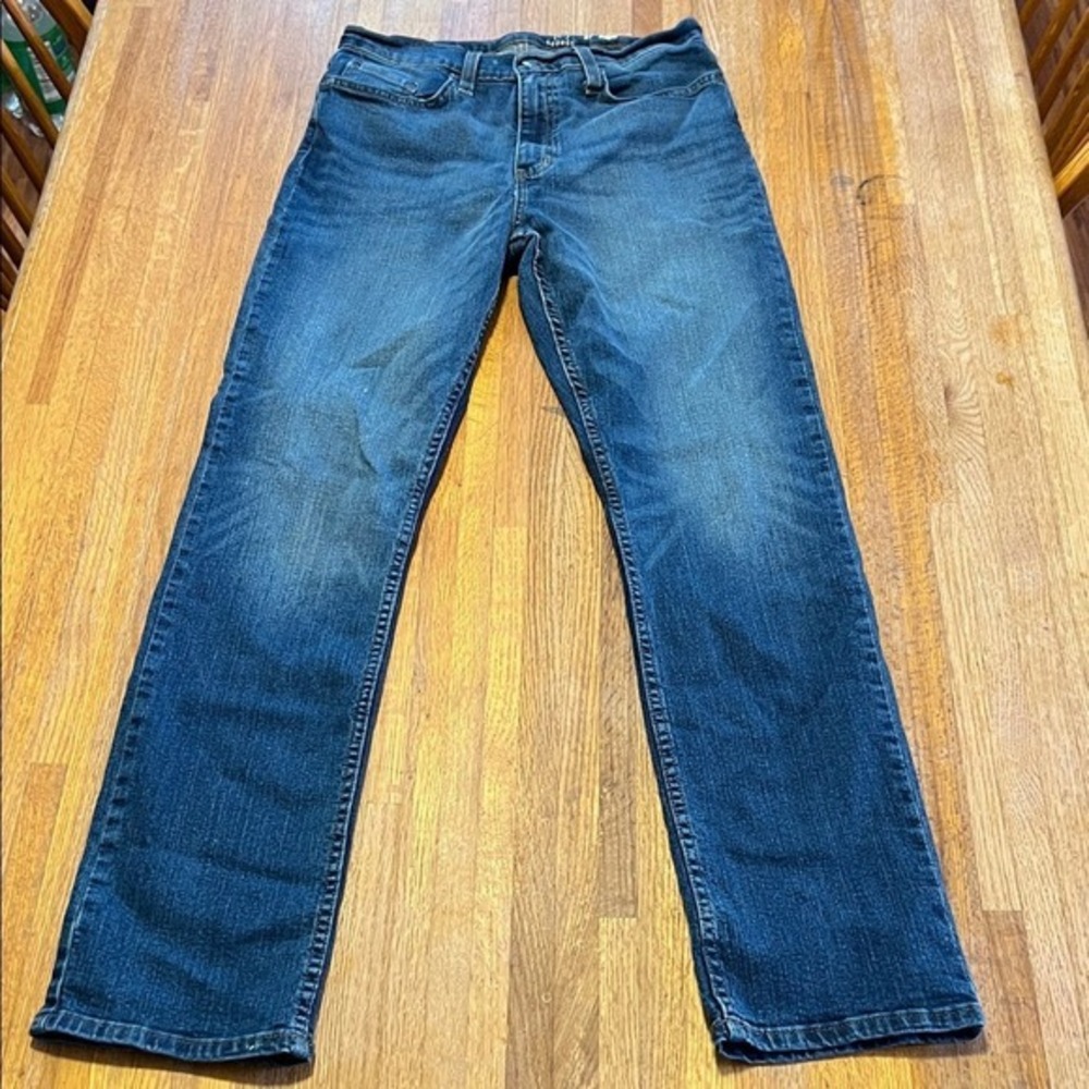 George Men 29x30 Blue Denim Straight‎ Leg Stretch Pocket Zip Button Jeans